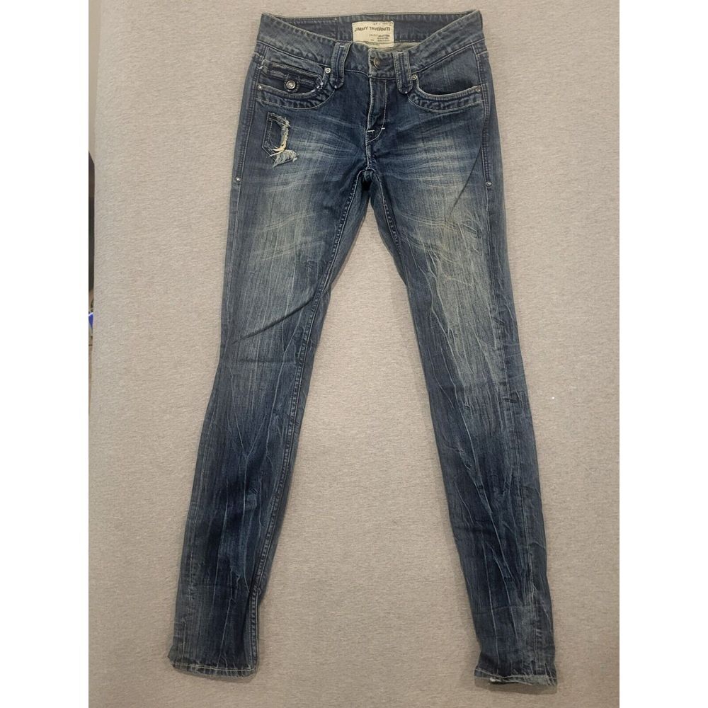 Jimmy Taverniti Skinny Low Rise Jean Womens Size 26 , embroidered distressed
